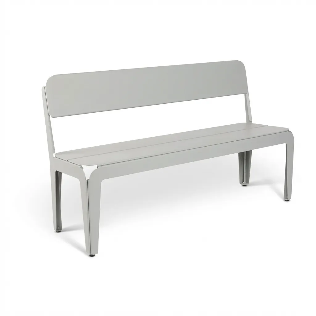 [CRBAN-01-PIN-GC] Banca de metal con respaldo CRTEC (Gris Claro, Acero al carbón cal 16, 2 personas)