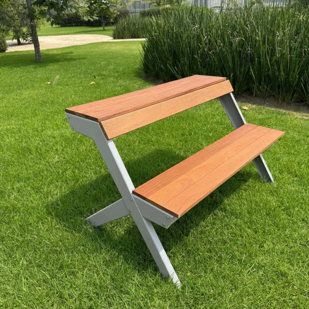 Mesa Banca Picnic de metal con cubierta de Madera